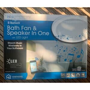 Home Netwerks Decorative White 100 CFM Bluetooth Stereo Speakers Bathroom Fan